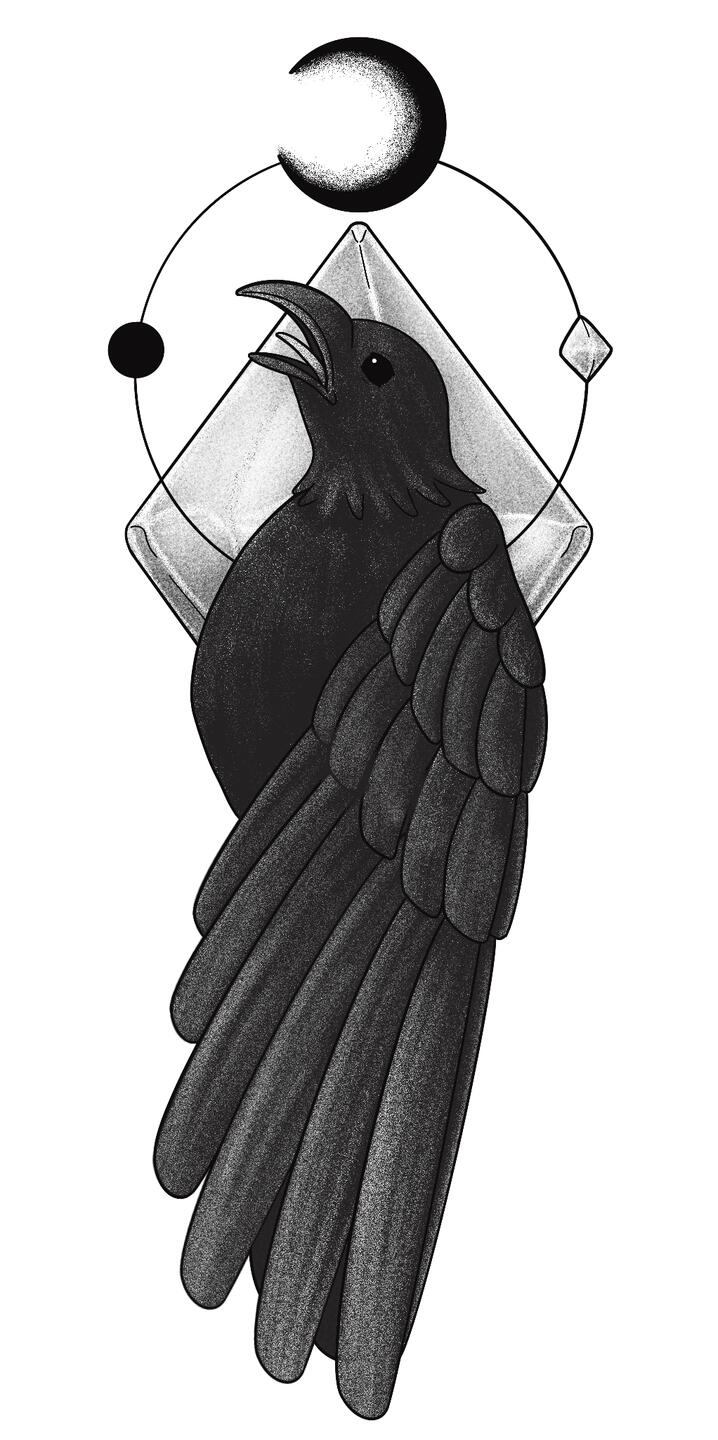 Raven Moon Tattoo Design